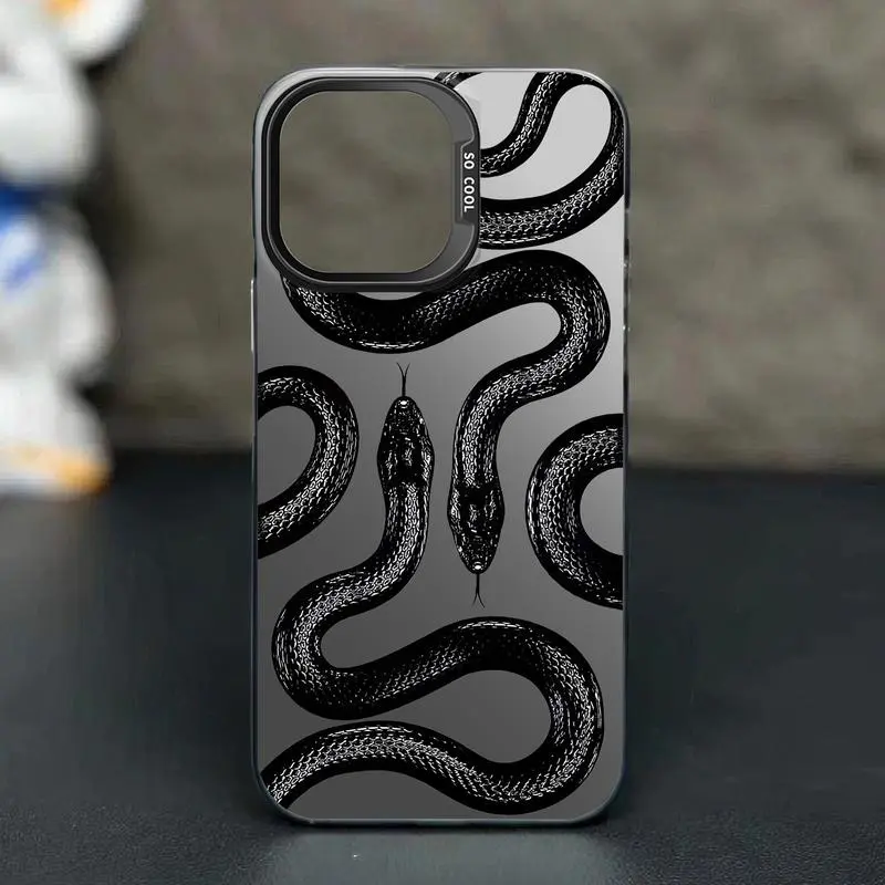 Horror Aesthetic Black Snake Print TPU Silicone Cellphone Cover - Shockproof Protection, Durable Handheld Tech Accessory for iPhone 17,16 Pro Max,15,14 Plus,13,12,11,XR,XS & Other Mobile Devices by summerwins
