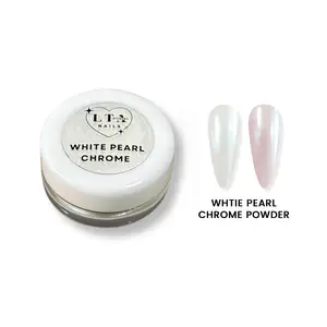 White Pearl Chrome Powder Nails - Glazed Donut Chrome Effect for Perfect Manicure