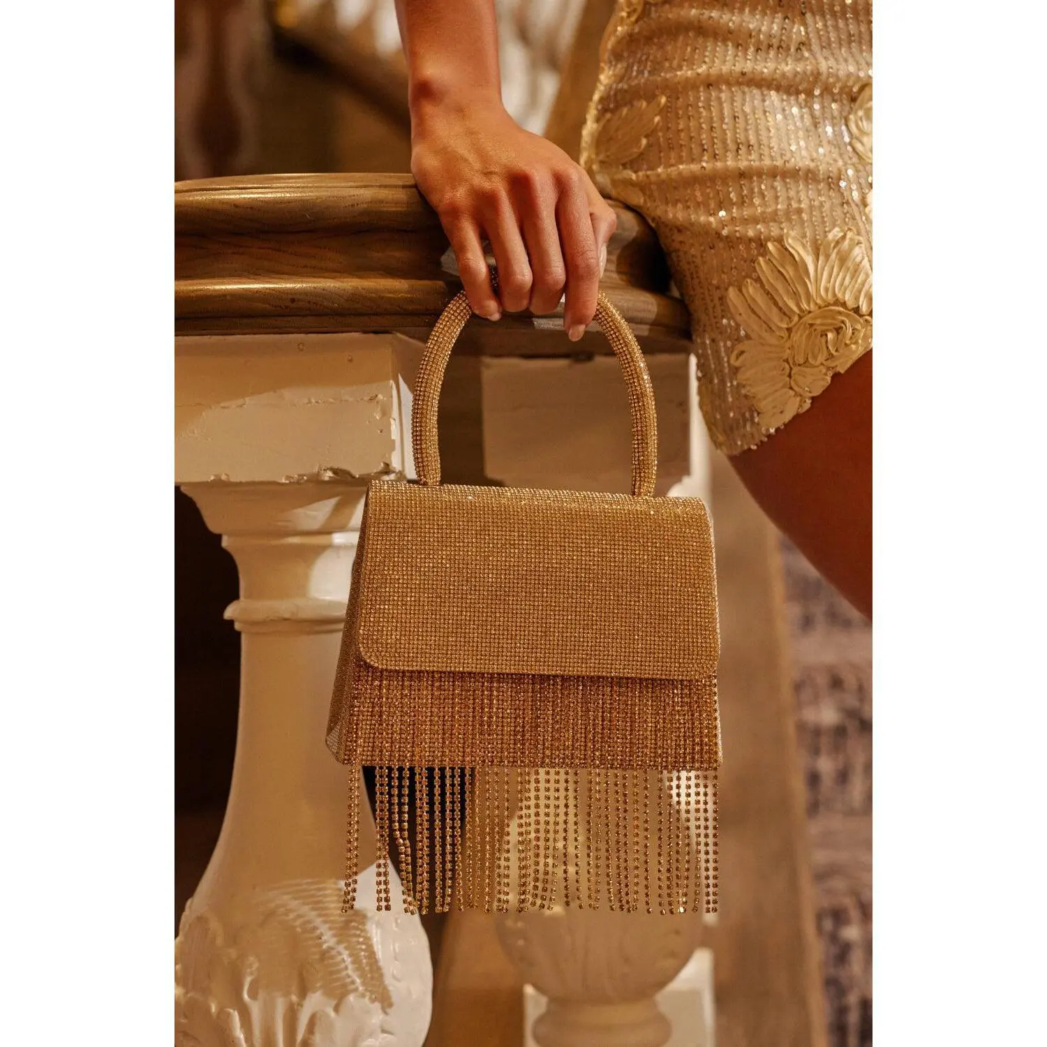 ON THE DANCE FLOOR BLING FRINGE PURSE
