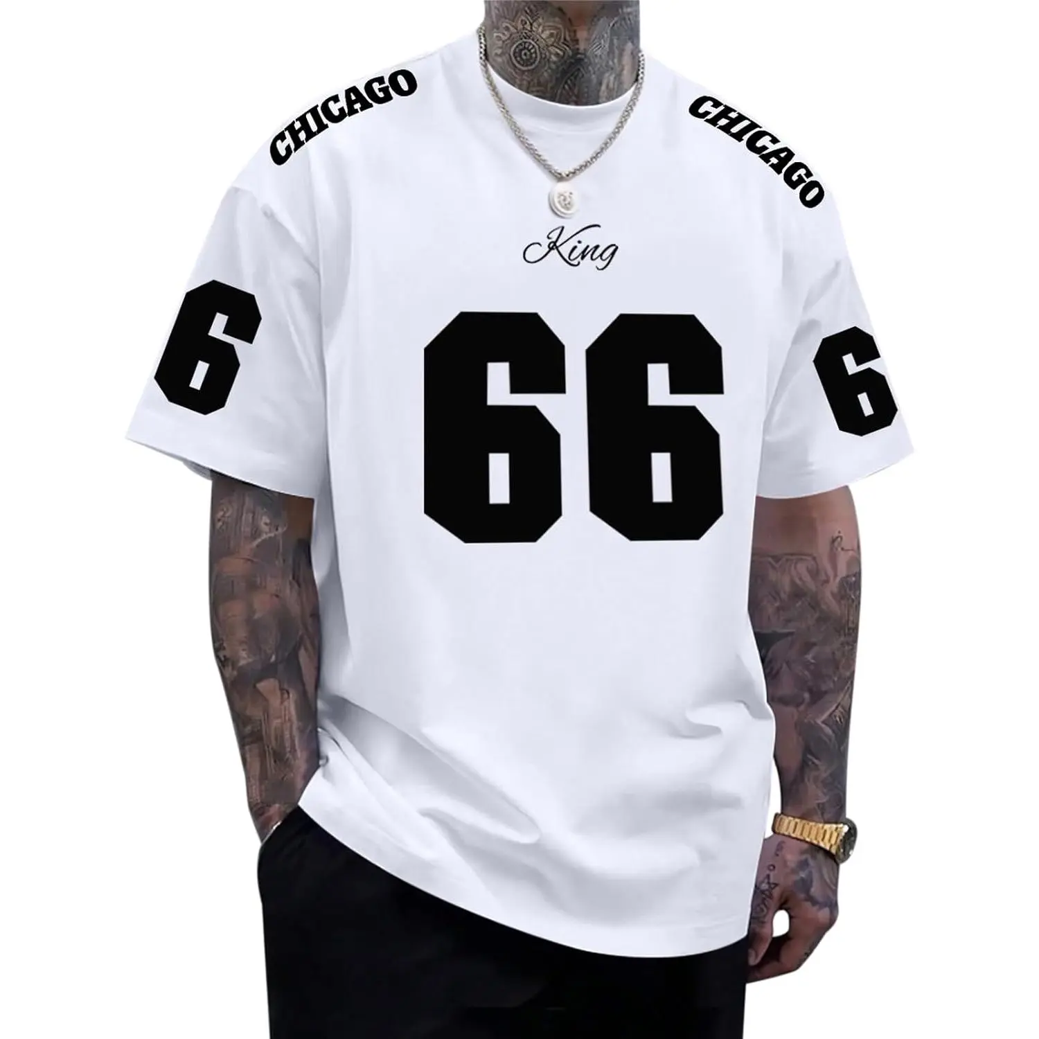 Jersey Shirts for Men Chicago King Shirt Number Graphic Tees Y2k Streetwear Oversized Vintage Tshirts Short Sleeve