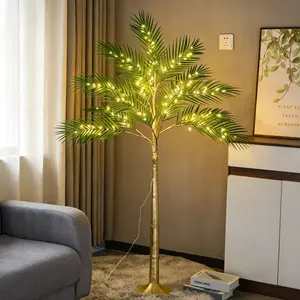 4/5/6-foot LED-lit golden-trunk palm tree floor lamp, USB-powered LED tree, suitable for living rooms, bedrooms, poolside areas, weddings, parties, and seasonal decorations for Mother’s Day, spring, summer, and all four seasons