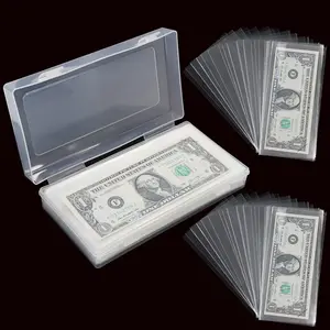 Dollar Bill Holder with Storage Case for Collectors - 200 Count Plastic Sleeves for Album Banknotes & Paper Protector Slab Holder