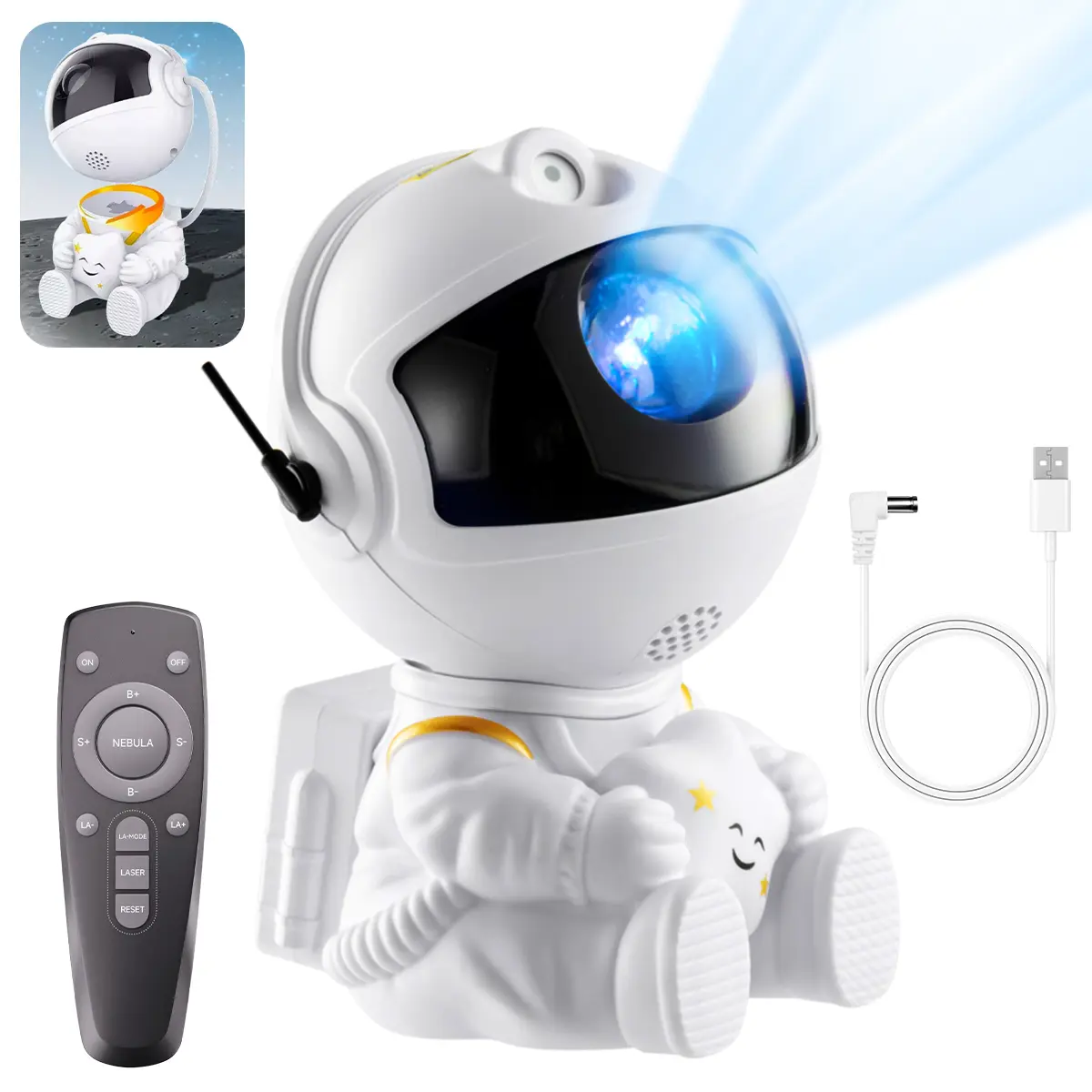 Astronaut Projector Night Light, Astronaut Ceiling LED Light Mini Projector, Rotation Ambient Lighting with Variable Nebula Effect, Spaceman Projector Ambient Lights for Home Bedroom Decor, Room Accessories, Back to School Gifts