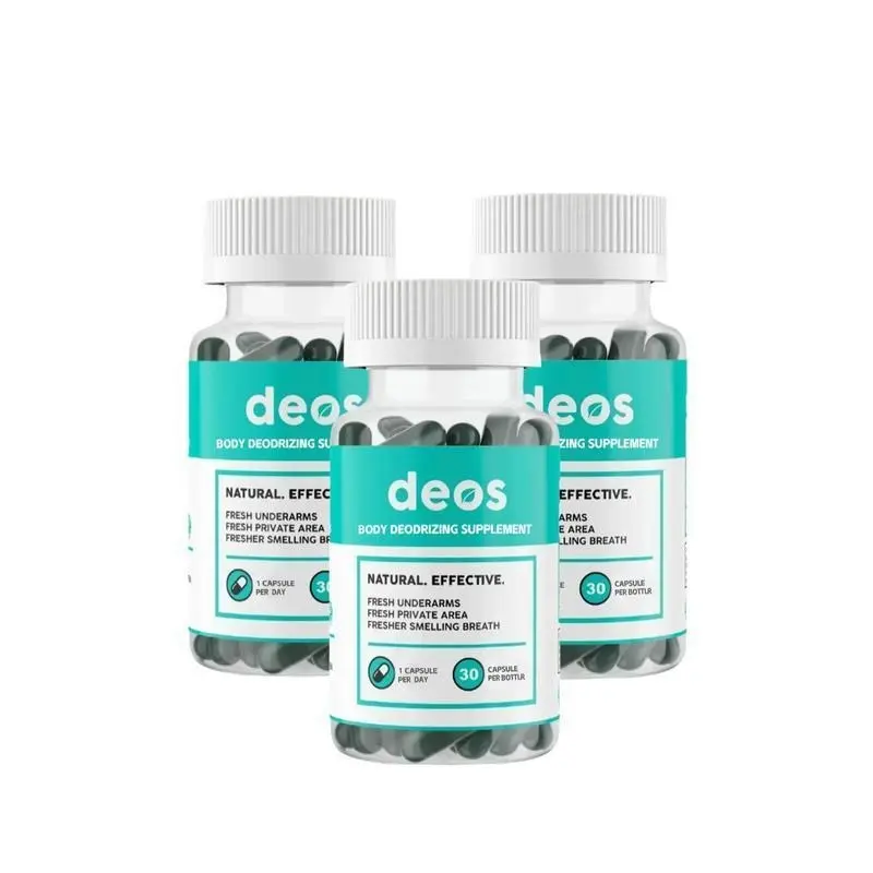 DEOS Internal Deodorant Supplement - Natural Chlorophyll Pills for Healthcare, Gut Health, Skin Health, Detox & Digestion Support - Full Body Odor Control for Head-to-Toe Freshness | 30 Capsules
