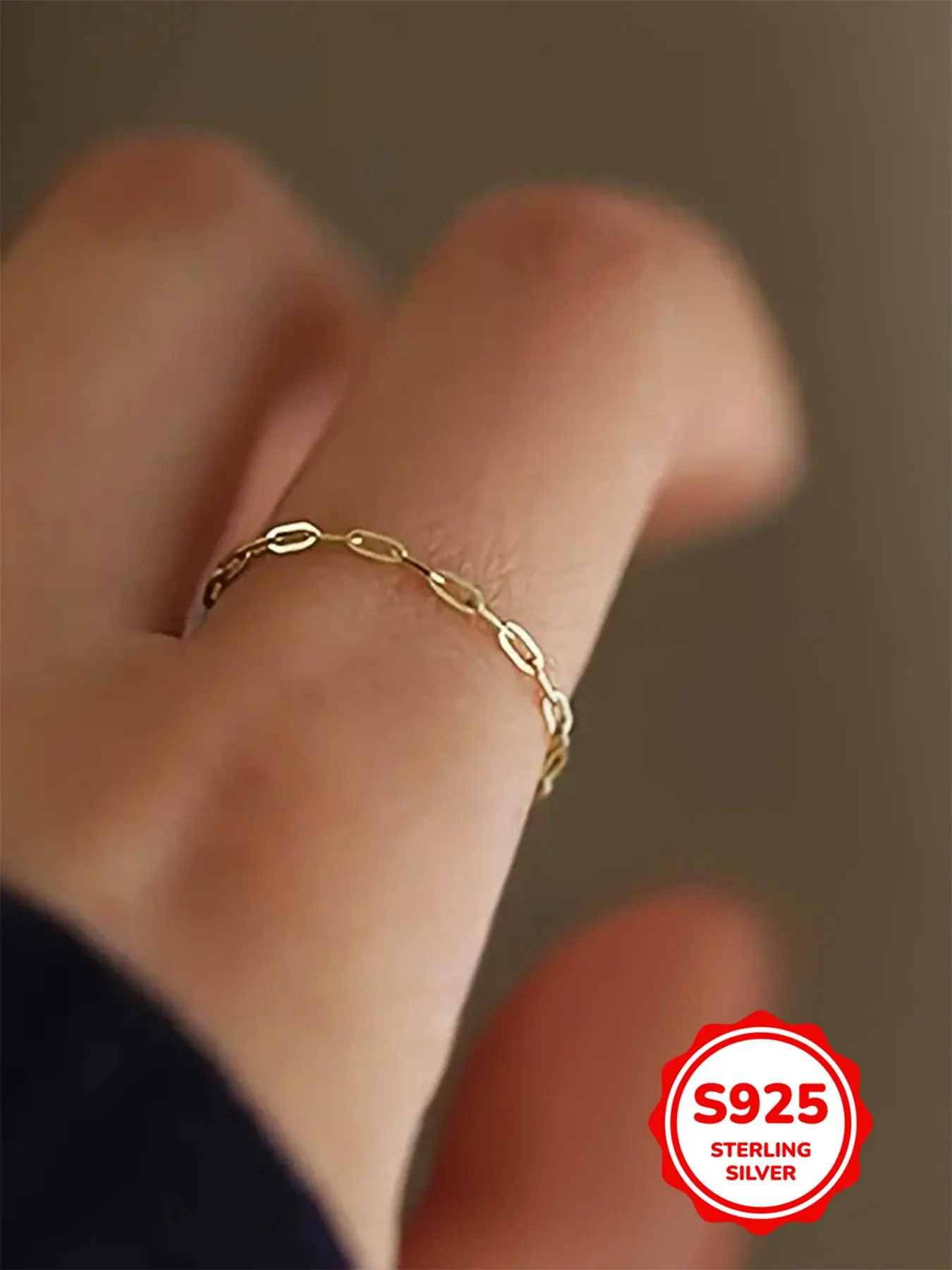 S925 Sterling Silver Simple Chain Ring, Casual Ring Linked, Stackable Rings, Fashion Accessories for Women & Girls, Trendy All-match & Exquisite Jewelry for Birthday Gift