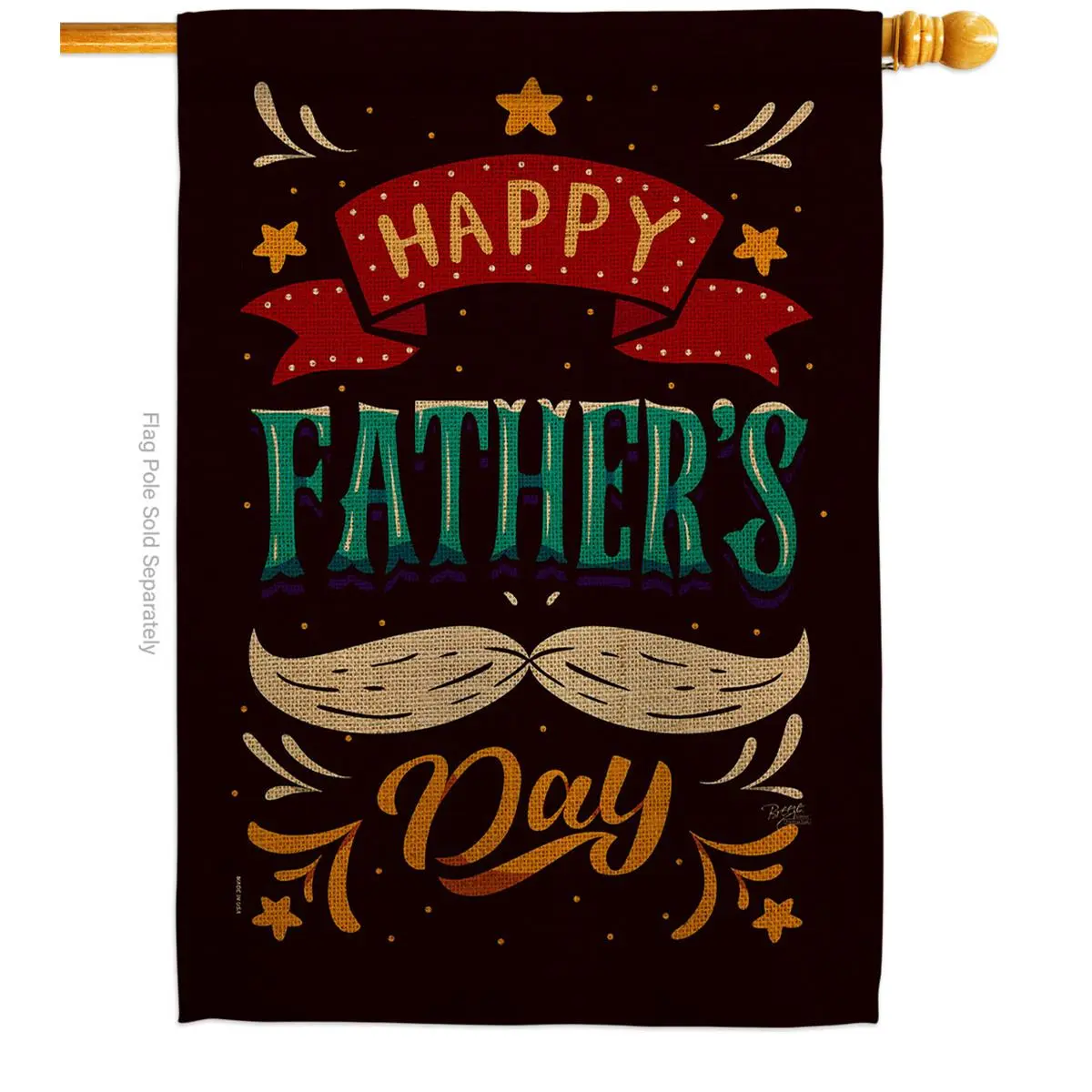 Breeze Decor H115151-BO Hooray Fathers Day House Flag Family 28 x 40 in. Double-Sided Decorative Vertical Flags for Decoration Banner Garden Yard Gift