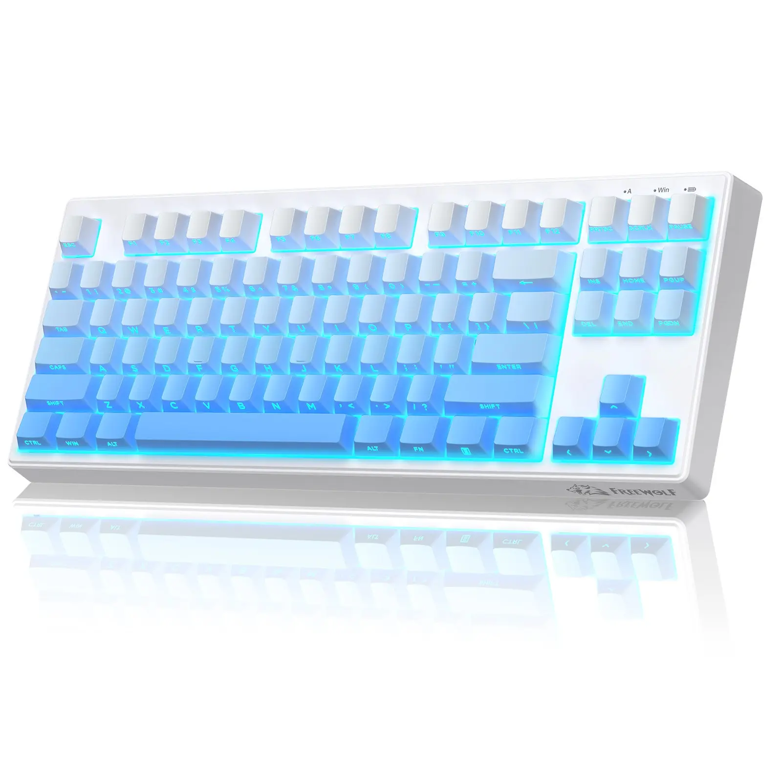 M87V2 Wireless Keyboard,Low Profile Quiet Typing Membrane Gaming Keyboard with 80% TKL Layout Side Printed Keys,RGB Backlit,RGB Lighting Keyboard,USB C Rechargeable,87 Keys PBT Keycap for Windows PC,Mac,Linux