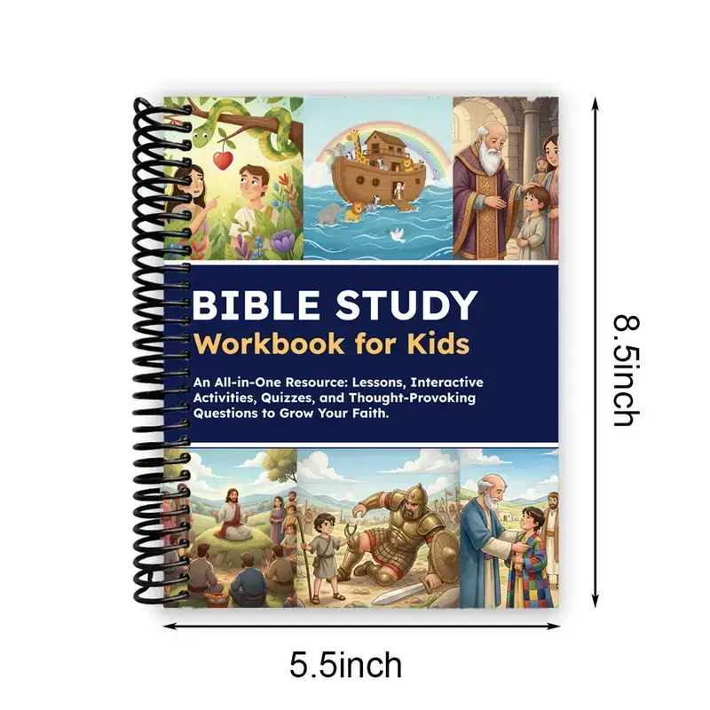 Children’s Interactive Bible Study Notebook, Spiral-Bound Christian Activity Workbook with Fun Lessons & Faith Deepening Questions