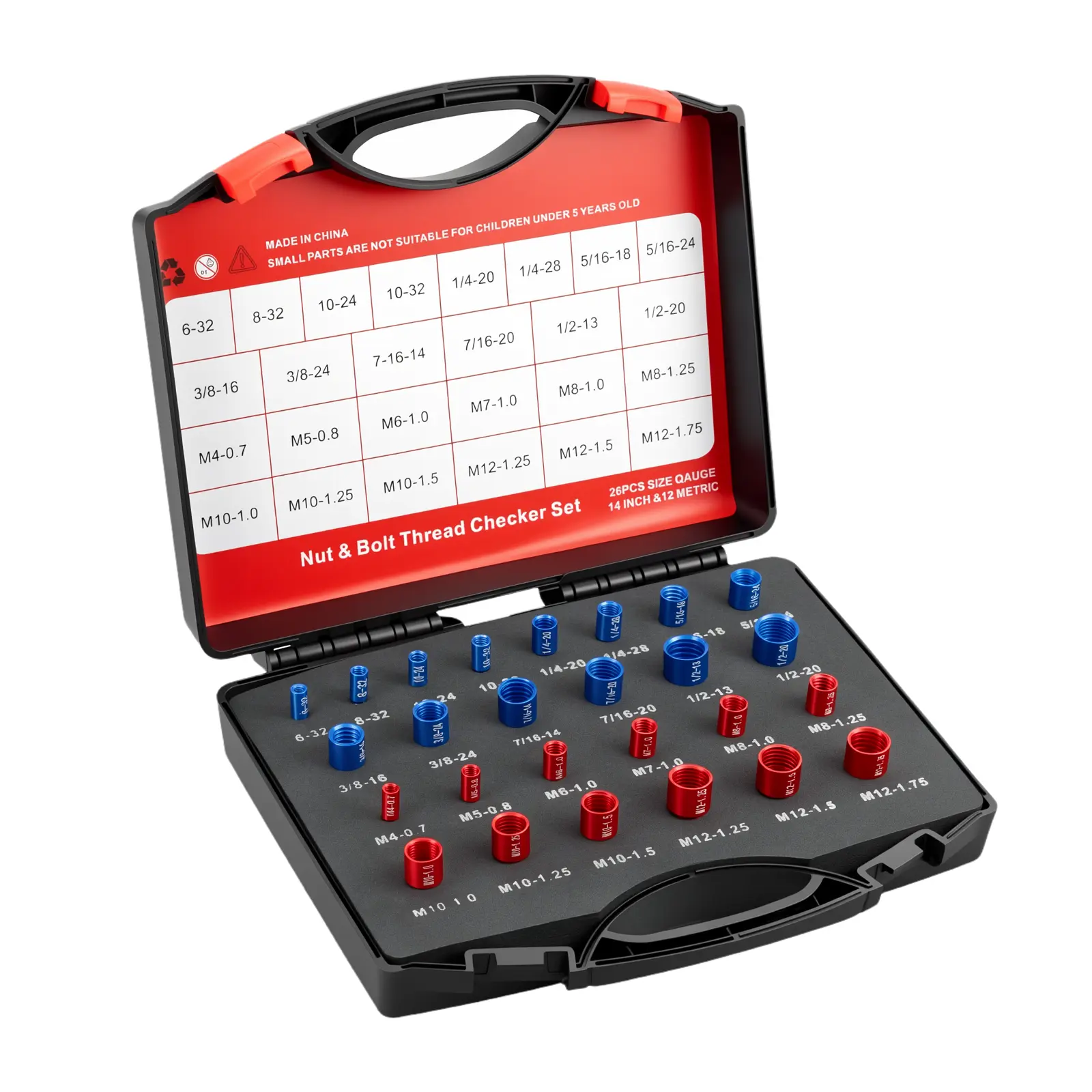 GJANSH 26/44PCS Nut and Bolt Thread Checker - Comprehensive Bolt Size and Thread Gauge Tool, Inch & Metric Sizes, with Handy Tool Box, Excellent for Home Garages and Car Repairs, Snapfixmate,  fathersdaygift