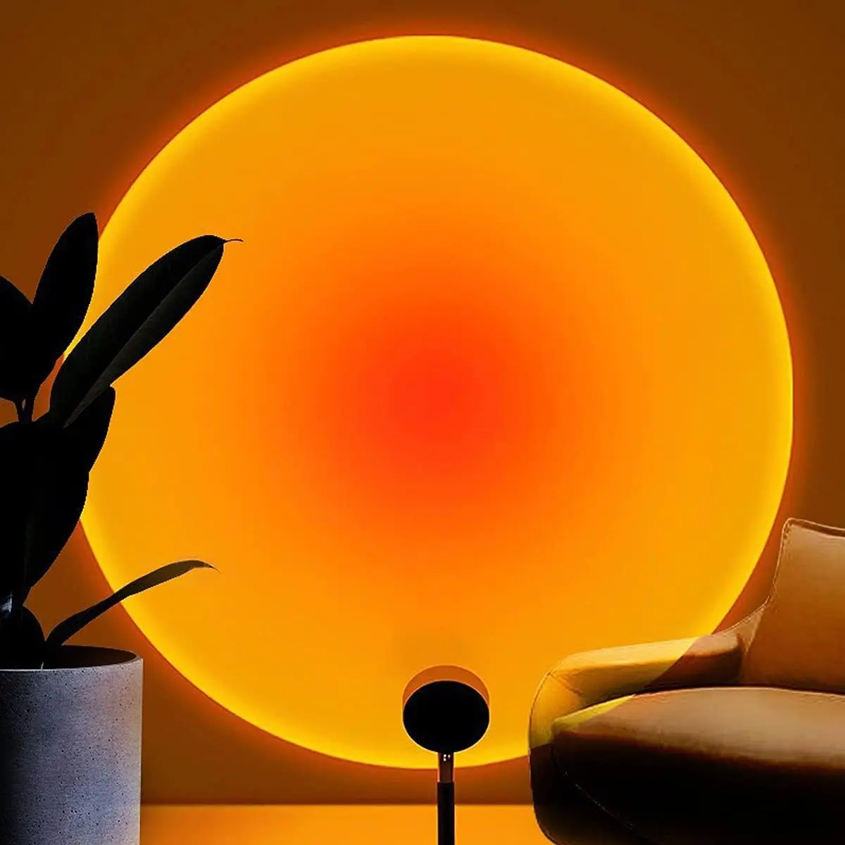 F-DLP24  Sunset Lamp Projection Rotation Rainbow Lamp Led Romantic Visual Led Light Network Red Light with USB Modern Floor Stand Night Light Living Room Bedroom Decor (Sunset Red)