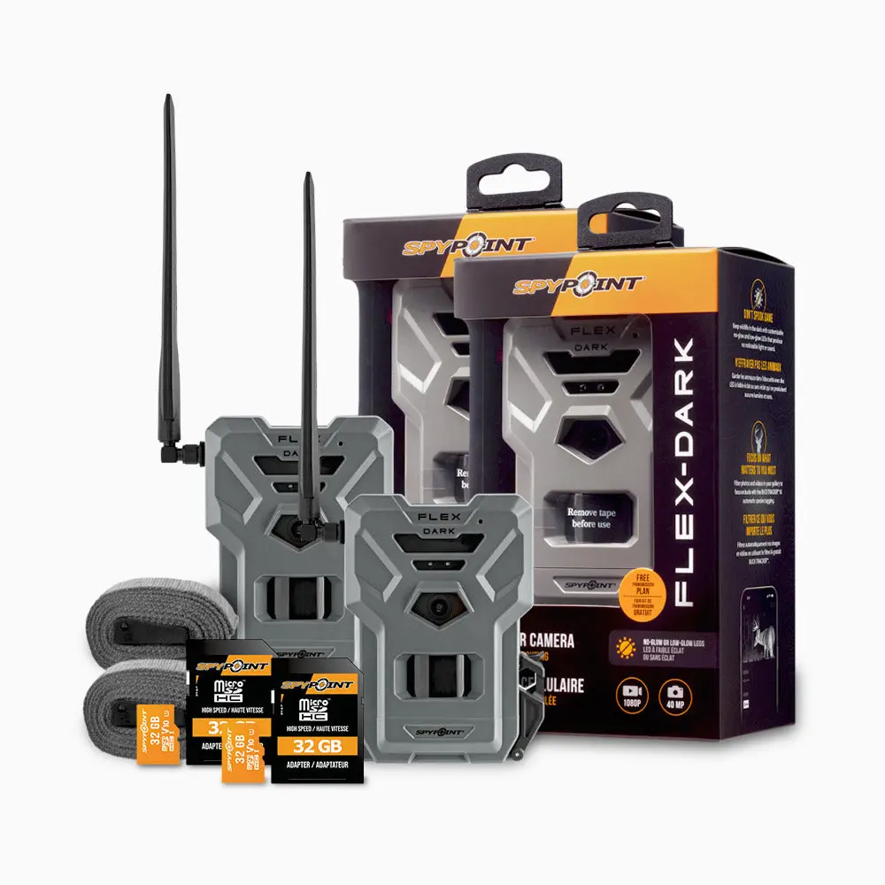 Spypoint FLEX-DARK GPS-Enabled Cellular Trail Camera (Gray, 2-Pack) Bundle