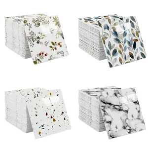 30 PCS self-adhesive bathroom tiles, marble pattern wallpaper stickers, waterproof wall panels, Wall decals, suitable for bathrooms, kitchens, easy to peel and stick, TV background and modern wall decoration, simple installation