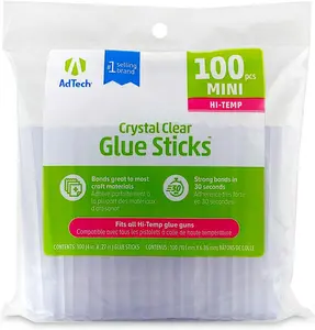 Adtech W229-34ZIP100 Mini Hot Glue Sticks 100 Pack Clear Count
