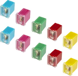 10 PCS Versatile Automotive Fuse Assortment Low Profile Box Shaped Micro Cartridge Fuses Kit for Pickup Trucks Cars and SUVs (20 A/30 A/40 A/50 A/60 A, 2 PCS Each)