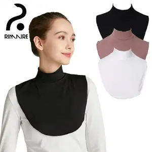 RIMAIRE 2025 Newest Solid Color Muslim Turtleneck Hijab Extension Soft Breathable Stretchy Women Fake Collars Modesty Clothing  Daily Black Green