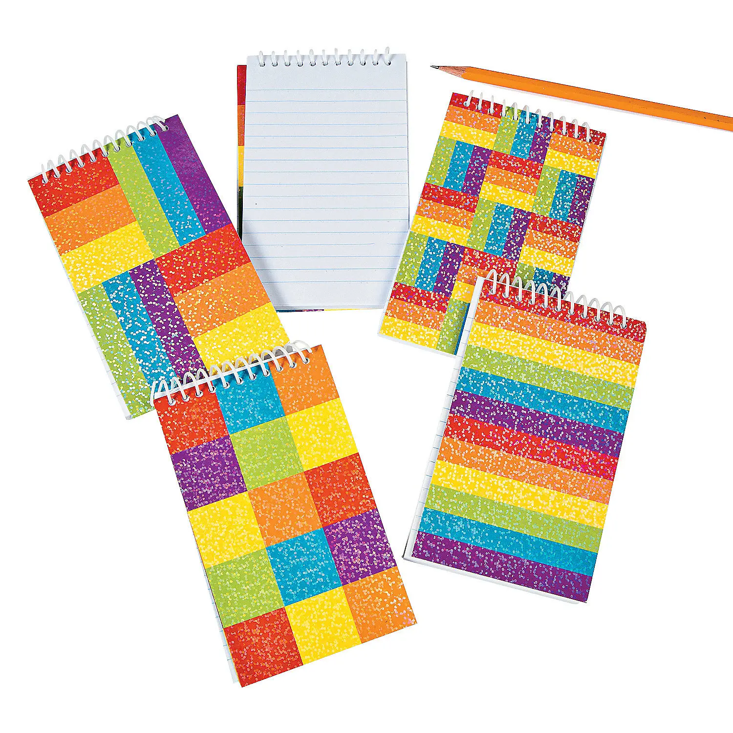 12-Pc Cute Spiral Bound Rainbow Glitter Cover Notepads (3"x5", 50-Pages Each) - Colorful Note Sheets, Fun Desk Supplies, First Day of School Essentials, Office Desk Organizer Accessories, Stationery Gift