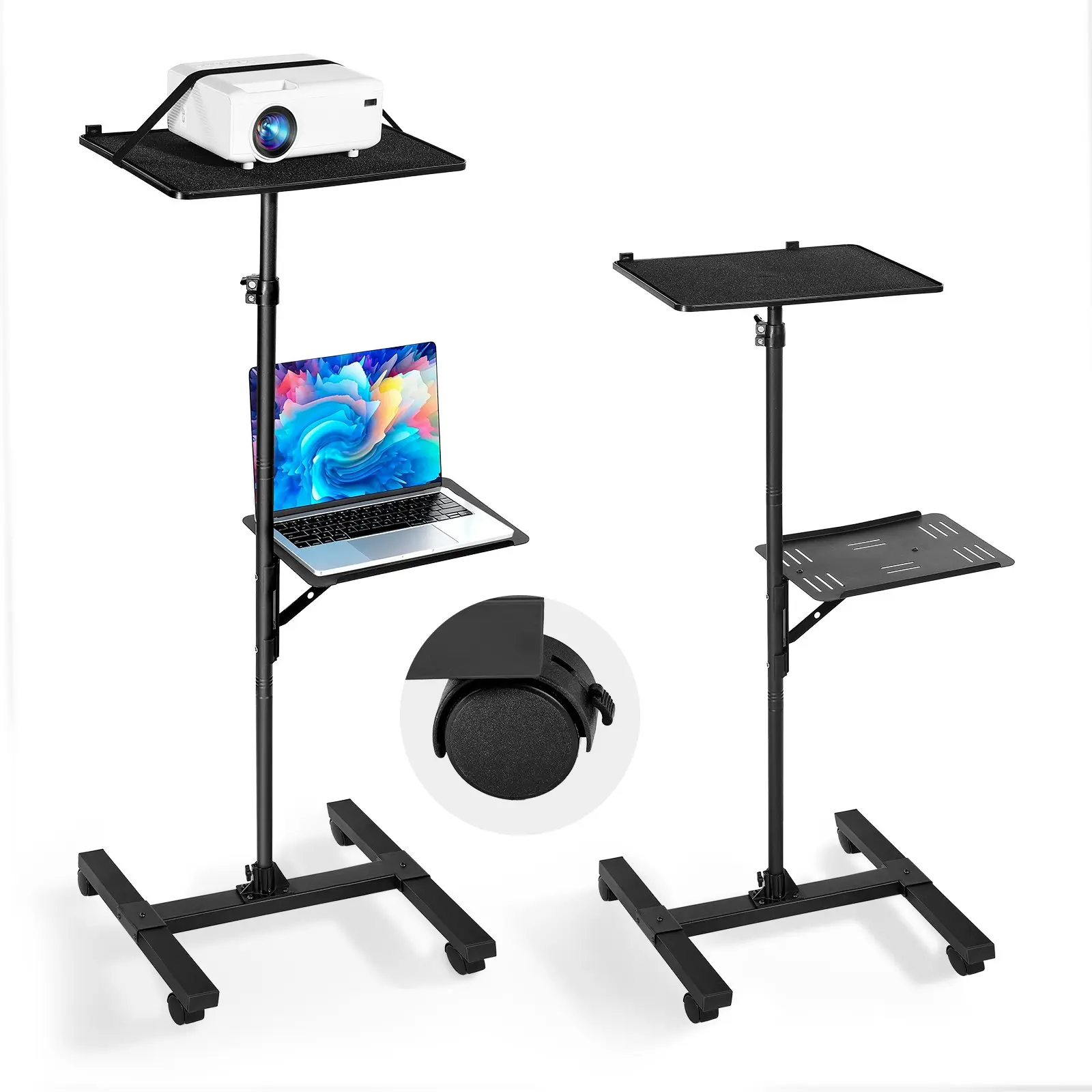 【DealsForYouDays】VEVOR Projector Stand, 2 Shelves Laptop Floor Stand, Projector Stands Table with Adjustable Height 33.86 to 53.54 inch, I-Beam Frame Projectors Stands Tripod for Meetings, Outdoor Movies, Video Stand