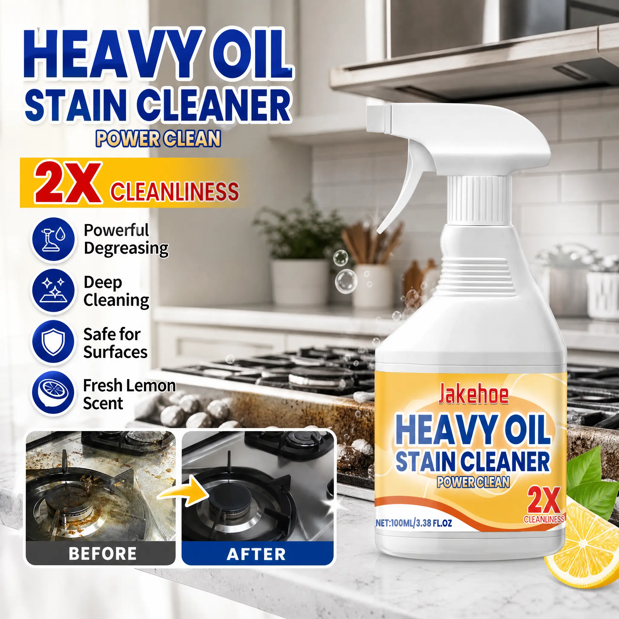 Heavy Duty Kitchen Degreaser Spray – Cleans Range Hoods, Stovetops, Cookware & Removes Oil and Dirt Heavy Duty Kitchen Degreaser Spray – Cleans Range Hoods, Stovetops, Cookware & Removes Oil and Dirt