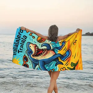 Shark Cartoon Print Beach Towel | Oversized Quick Dry Microfiber Towel | Lightweight Sandproof Pool Towel for Summer Vacation #beachtowel #sharkdesign #summervibes #quickdry