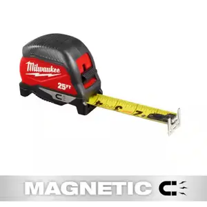 Milwaukee 25 ft. Magnetic Tape Measure with Durable Construction and Easy Readability
