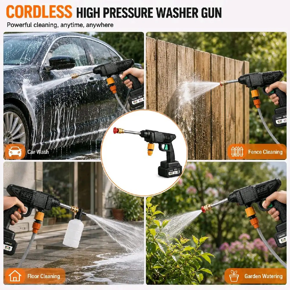 Wireless Car Washer, Portable Car Cleaning Washing Machine, High Pressure Car Wash Gun