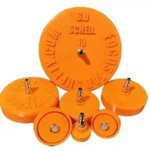 Purge Plugs Sched 10 - Orange Disc Shaped with 'SCHED 10' Text and Bolts - Product Information Limited
