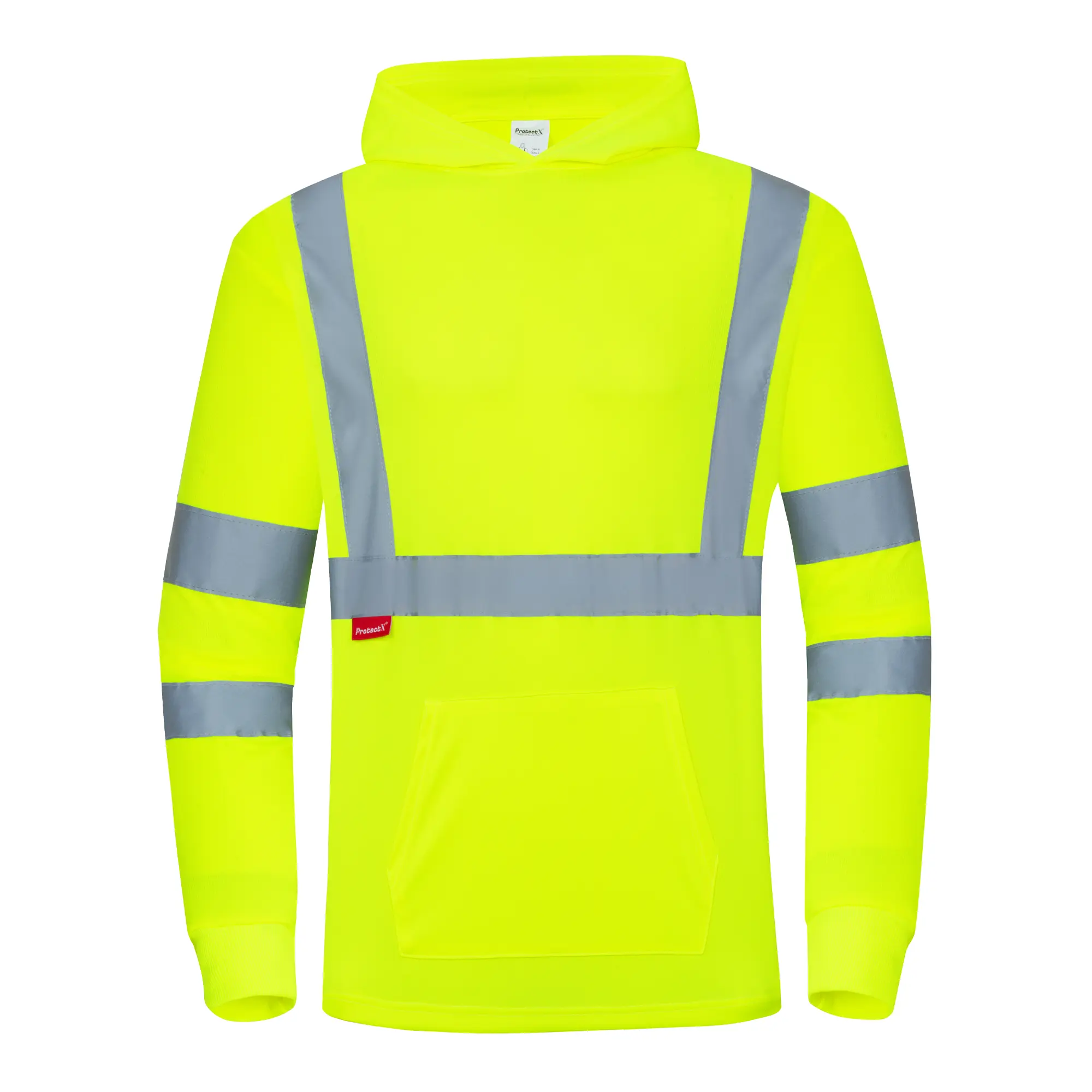 ProtectX Men's High Visibility Light Weight Hooded Long Sleeve Safety Shirts 3-Pack ANSI/ISEA 107-2020 Type R Class 2 Reflective Workwear - Hi Vis hoodie Jacket