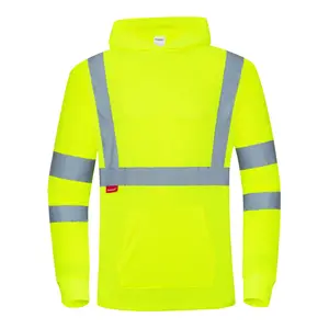 ProtectX Men's High Visibility Light Weight Hooded Long Sleeve Safety Shirts 3-Pack ANSI/ISEA 107-2020 Type R Class 2 Reflective Workwear - Hi Vis Jacket Vest