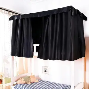 2 Pcs Blackout Bunk Bed Curtains 78.7*59"/2m*1.5m Dorm room Privacy dorm room loft bed curtains for Bottom with Black Shading Coating for Students Single Sleeper(-2Pcs Side+1 Pc Top)
