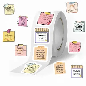 Bible Verse Sticker (500pcs/roll), Self Adhesive Decorative Sticker, Inspirational Religious Sticker for Crafts Cards Envelope Present