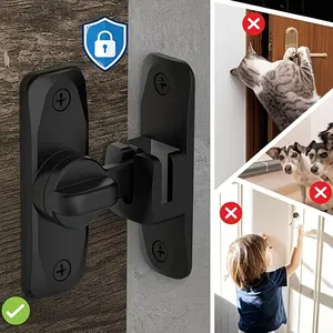 Security Door Lock Handle, Adjustable Slide 90°/180°, Anti-Pick Mechanism, Includes Screws, Durable Structure, Surface