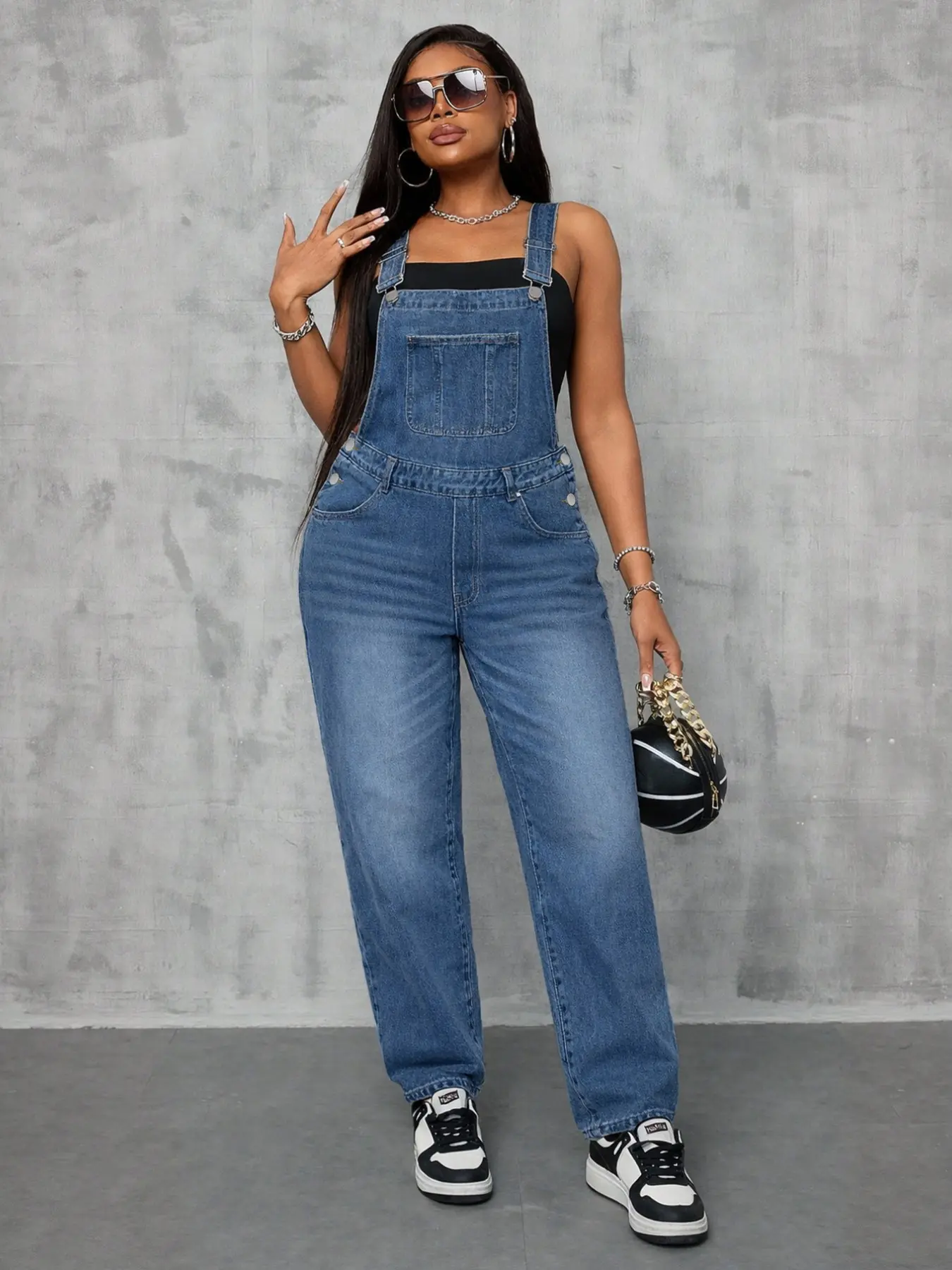 Spring Summer New Plus Size Women's Casual Fashion Jumpsuit Overalls Sleeveless Washed Blue Loose Fit Relaxed Fit Overall Casual Comfortable Vacation Daily Wear Denim Bib Pants Womenswear Casual Summer Jumpsuits