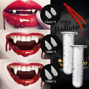 Vampire Teeth Costume - 6 Pairs 3 Size Vampire Fangs Fake Teeth with 2 Teeth Glue for Cosplay Party Props Halloween Party Makeup Dressup Favors