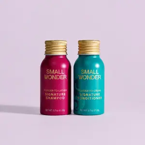 Small Wonder Luxury Signature Shampoo & Conditioner Minis Multi-Pack, Gentle Cleanser with Kaolin & Coconut Oil, Nourishing Blend with Marula & Jojoba Oils, TSA Approved, Up to 20 Uses, Silky Haircare