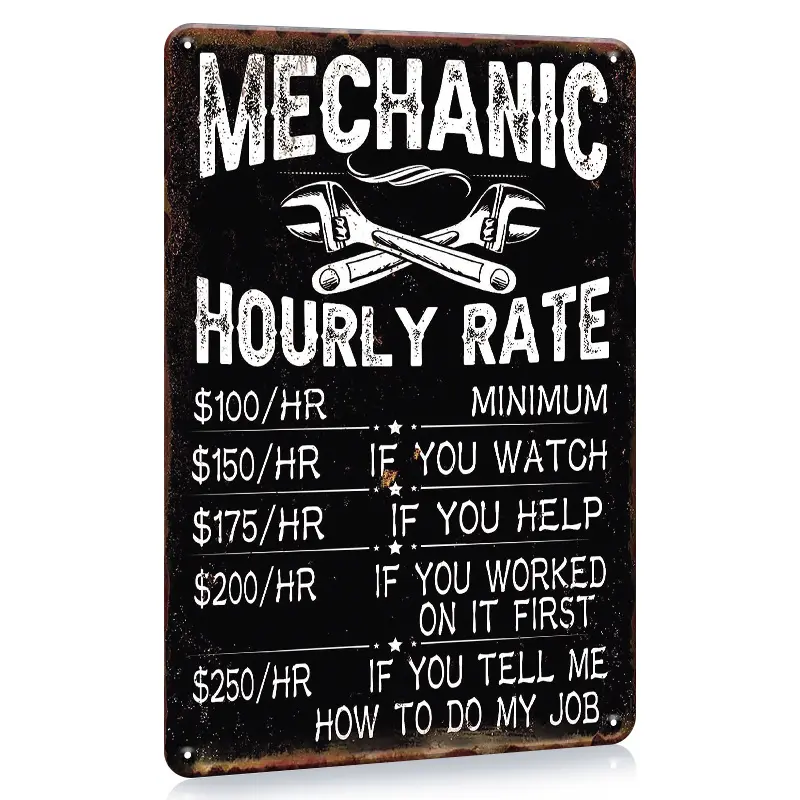 8x12 in Rectangular Gloss Metal Retro Mechanical Wall Hanging Sign - Rustic Home Decor Plaque, Decoration Signage, Funny Gift for Dads