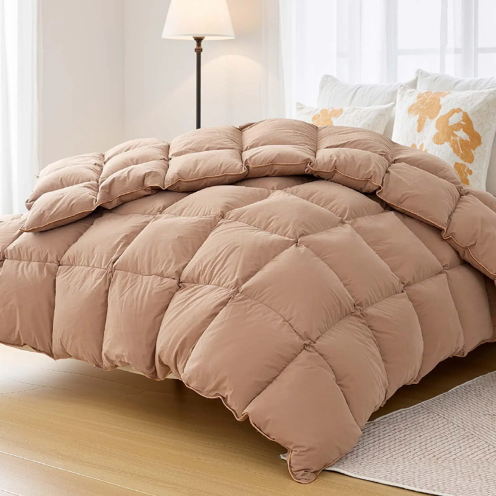 King Size 100% Cotton Duvet Insert - 90x106 in Skin-Friendly Cover, Medium Weight All Season 100% Cotton Duvets, Fluffy White Bedding for Feather-Like Bedding Experience, All Season Duvets, Year-Round Use