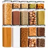 AISOON 32-Piece Airtight Plastic Reusable Snack Storage Containers - 16 Multi-Size Rectangular BPA-Free Silicone Stackable Canisters with Leak Proof Lids, 2.0L & 0.8L Options, Kitchen Storage Organization Gadgets (4-Pack Component Split)