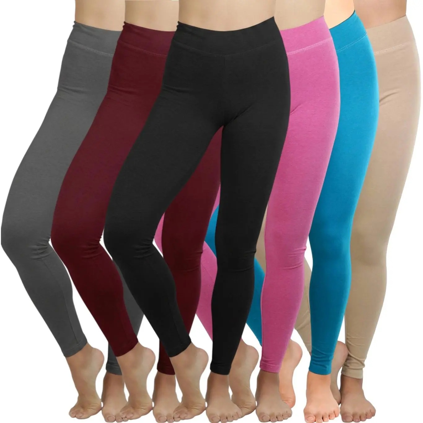 ToBeInStyle Women's Single Medium Weight Breathable Cotton-Spandex Leggings