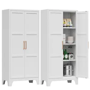 pantry cabinet,Metal Pantry Cabinet, 61" Kitchen Pantry Storage Cabinet With 2 Doors And 3 Adjustable Shelves, Food Pantry Cabinet For Kitchen, Living Room, Dining Room, Home Office
