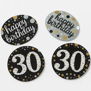 Sparkling Celebration 30th Birthday Confetti - Black, Gold & Silver