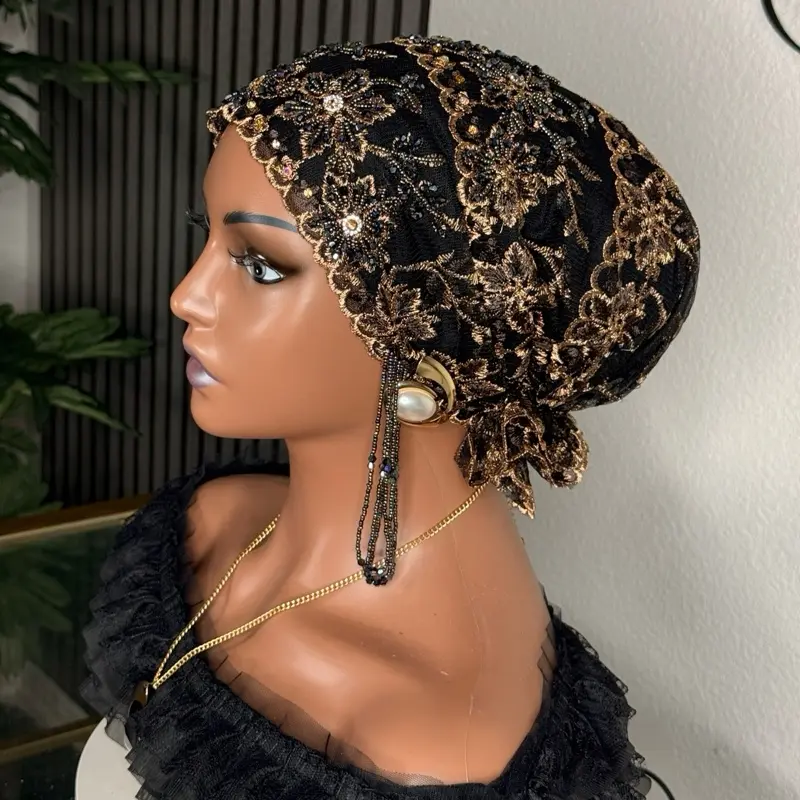Breathable embellished head cap