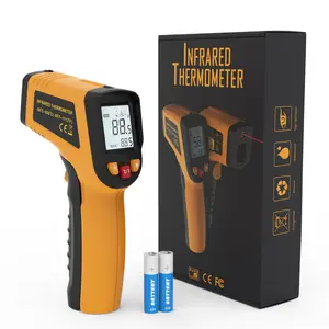 KNINE Outdoors Infrared Thermometer Laser Temperature Gun -58℉ to 1112℉ with 12:1 Distance to Spot Ratio, Eye-Protect LCD Display & Adjustable Emissivity for Cooking, Oven & Meat