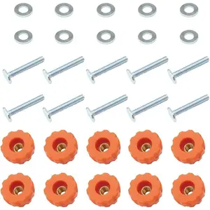 O'SKOOL T-Track Knob Kit with Threaded Through 1/4-20 Knobs, T-Bolts and Washers for Woodworking Jigs and Fixtures – 10 Pack, HW04