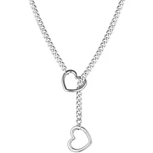 Unisex Slip Chain with Heart Shape O-Ring, Punk Style Necklace, Adjustable Chain for Women & Men A Perfect Gift for Couples, Besties, Girlfriends, Wives, Suitable for Thanksgiving, Independence Day, Halloween, Black Friday, Christ