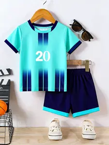 Teenagers' Quick-Drying Football Jersey and Shorts Set (No. 20 KUBO Style) - Lightweight and Breathable Sports Training Clothing, Suitable for Sports Training, Leisure, and Team Outdoor Activities