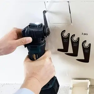 3 Piece Oscillating Multi-Tool Blades with Quick Release, Stainless Steel Teeth, Compatible with Most Cordless Drills and Oscillating Tools, Suitable for Drywall, Metal, Wood, and Construction Projects