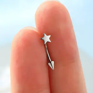 Oufer 16G Titanium Spike Star Rook Piercing Eyebrow Vertical Labret High Polish Piercing Ring