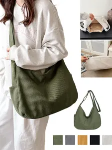 Women's Large Capacity Hobo Shoulder Crossbody Bag, Casual Commuter Dumpling Bag, Plain Velvet Fabric, Ideal for Daily Adjustable Crossbody Shoulder