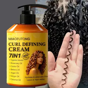 Curl Cream with 7-in-1 Hair Oil - Natural Haircare Infused with Biota Essence, Rosemary Oil, Castor Oil, Babassu Oil, Argan Oil, Coconut Oil. Deep Moisture, Radiant Shine, Voluminous Style, Anti Frizz Formula. Perfect for Waves, Curl Defining Cream