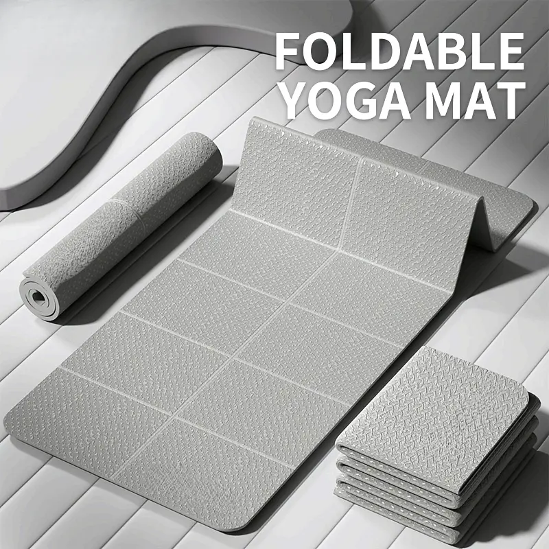 [Non-Slip Yoga Mat] Lostook Foldable Yoga Mat | Non-Slip, Waterproof, Lightweight, TPE Material, Solid Color | Grey/Purple/Blue, for Yoga, Pilates, Fitness Training, Workout Mat